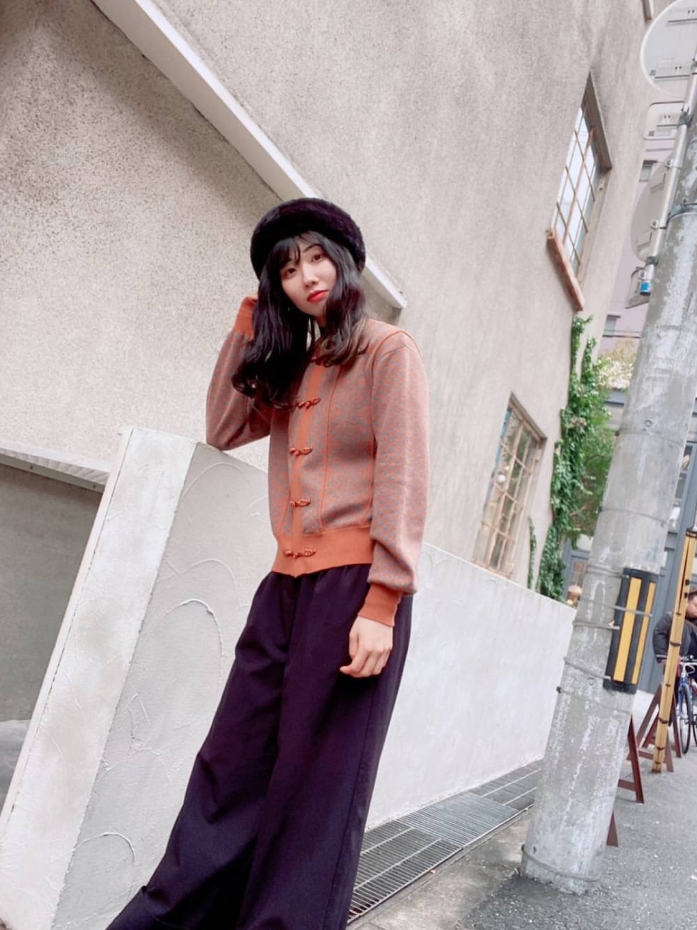 美品UND HERRINGBONE JACQUARD KNIT CARDIGAN Ameri（アメリ）の「UND HERRINGBONE JACQUARD KNIT CARDIGAN