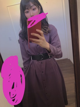 「UNITED TOKYO（ユナイテッドトウキョウ）のビスチェコンビワンピース（ワンピース、パープル系）」を使った、ゆさん（レディース・166cm）の冬コーディネート