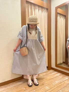 「Samansa Mos2（サマンサ モスモス）のモチーフレースワンピース（ワンピース）」を使った、マツダさん（レディース・156cm）の春コーディネート