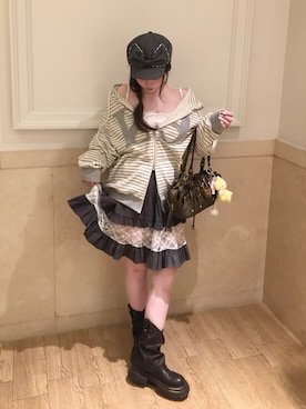 「ILLIGO（イリゴ）のアイテム（帽子、グレー系）」を使った、fu yuさん（レディース・160cm）の秋コーディネート