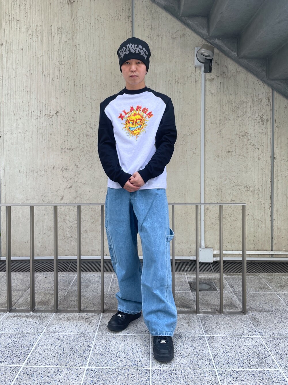 「XLARGE、XLARGE原宿」｜「XLARGEのGRAFFITI LOGO SINGLE BEANIE（ニットキャップ/ビーニー、ブラック系）」を使った、Xlarge_Willyさん（メンズ・165cm）の春コーディネートの1枚目の写真