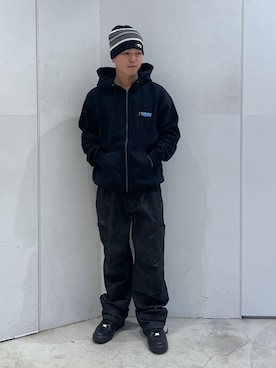 「XLARGE（エクストララージ）のアイテム（帽子）」を使った、Xlarge_Willyさん（メンズ・165cm）の冬コーディネート