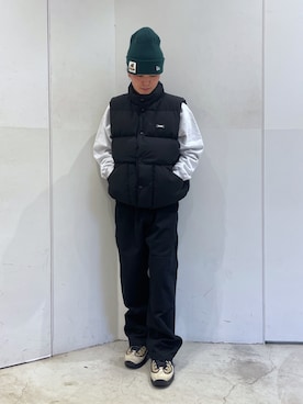 XLARGEのダウンベストを使った人気ファッションコーディネート