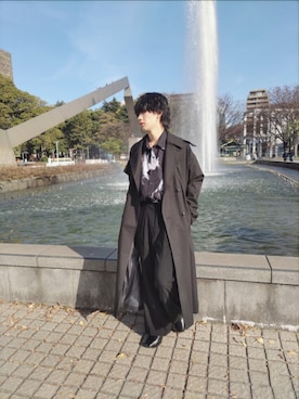 「冬」｜「アイテム（トレンチコート）」を使った、shuuさん（メンズ・163cm）の冬コーディネート