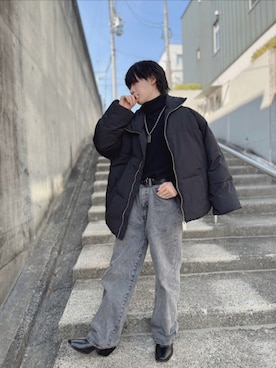 「ADRER（アドラー）のHigh sole leather heel boots/ハイソールレザーヒールブーツ（ブーツ）」を使った、shuuさん（メンズ・163cm）の冬コーディネート