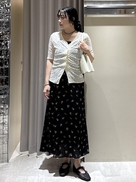 「VIS（ビス）の2層ロングハンドルバッグ（Tote、ホワイト系）」を使った、harunaさん（レディース・162cm）の夏コーディネート