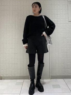 「フェスコーデ」｜「アイテム（ブーツ）」を使った、harunaさん（レディース・162cm）の冬コーディネート