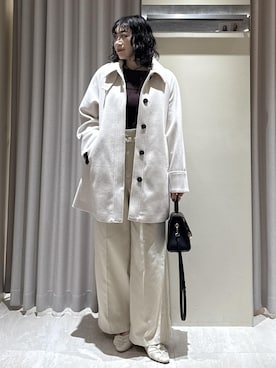 「アイテム（チェスターコート）」を使った、harunaさん（レディース・162cm）の冬コーディネート