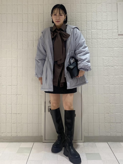 VIS ブラウス シャツ リボン付きバックシャーリングシャツ