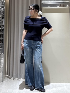 「VIS（ビス）の【WEB限定】ひねり金具ワンハンドルミニショルダーバッグ/2WAY（Shoulderbag、ブラック系）」を使った、harunaさん（レディース・162cm）の夏コーディネート