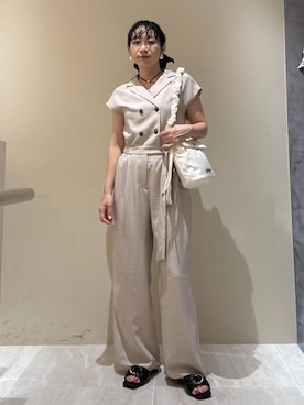 「パンツスタイル」｜「アイテム（オールインワン・サロペット）」を使った、harunaさん（レディース・162cm）の夏コーディネート