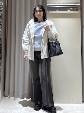 「VIS（ビス）の【累計20,000点突破】【2WAY】ハートカットバッグ（ショルダーバッグ、ブラック系）」を使った、harunaさん（レディース・162cm）の春コーディネート