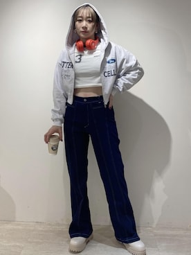 「スエット」｜「アイテム（ブーツ）」を使った、harunaさん（レディース・162cm）の冬コーディネート