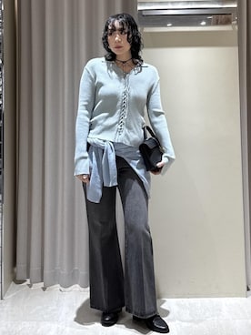 「Juze（ジュゼ）のふんわりビットローファー【SS~Lサイズ展開】（ローファー、ブラック系）」を使った、harunaさん（レディース・162cm）の春コーディネート