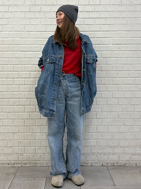 「Ungrid（アングリッド）のビッグシルエットデニムジャケット（デニムジャケット）」を使った、藤原麻帆さん（レディース・157cm）の秋コーディネート