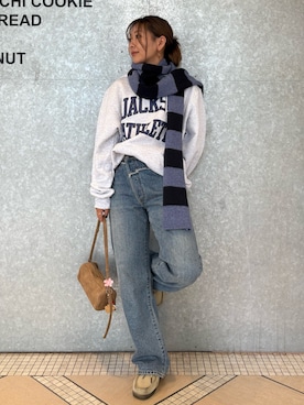 「Ungrid（アングリッド）のアイテム（パーカー）」を使った、藤原麻帆さん（レディース・157cm）の秋コーディネート