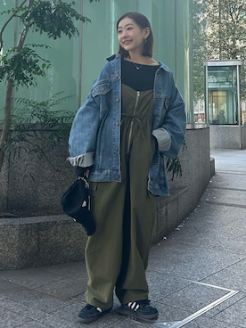 「Ungrid（アングリッド）のアイテム（サロペット/オーバーオール）」を使った、藤原麻帆さん（レディース・157cm）の冬コーディネート