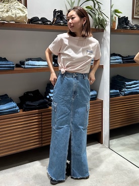 「Ungrid（アングリッド）のアイテム（デニムスカート）」を使った、藤原麻帆さん（レディース・157cm）の春コーディネート