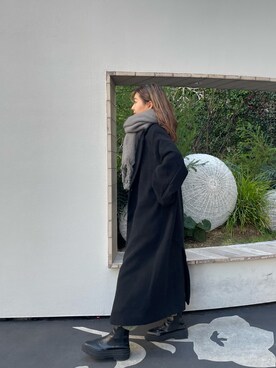 「Ungrid（アングリッド）のアイテム（マフラー）」を使った、藤原麻帆さん（レディース・157cm）の冬コーディネート