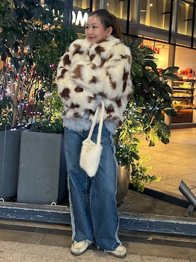 「Ungrid（アングリッド）のアイテム（その他アウター）」を使った、藤原麻帆さん（レディース・157cm）の冬コーディネート
