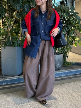 「Ungrid（アングリッド）のアイテム（シャツ/ブラウス）」を使った、藤原麻帆さん（レディース・157cm）の秋コーディネート