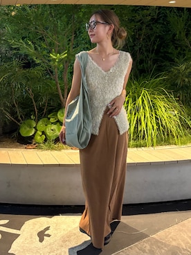 「Ungrid（アングリッド）のアイテム（トートバッグ）」を使った、藤原麻帆さん（レディース・157cm）の秋コーディネート