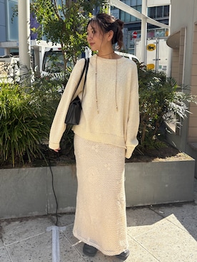 「Ungrid（アングリッド）のアイテム（スカート）」を使った、藤原麻帆さん（レディース・157cm）の春コーディネート