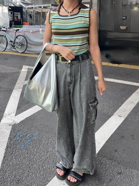 「アイテム（トートバッグ）」を使った、Mon.さん（レディース・157cm）の夏コーディネート