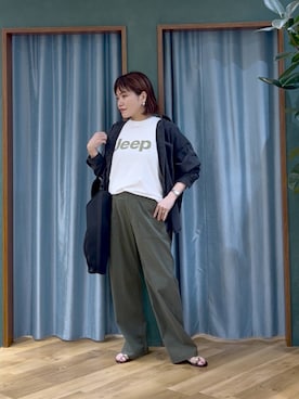 「アイテム（デニムジャケット）」を使った、67remiさん（レディース・160cm）の夏コーディネート