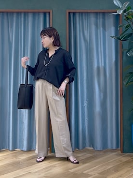 「BARNYARDSTORM（バンヤードストーム）のアイテム（スラックス）」を使った、67remiさん（レディース・160cm）の夏コーディネート