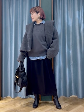 「アイテム（ピーコート）」を使った、67remiさん（レディース・160cm）の秋コーディネート