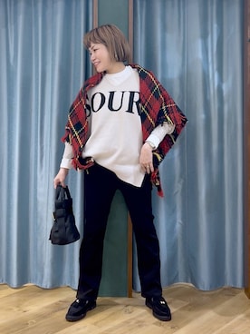 「アイテム（ストール/ショール）」を使った、67remiさん（レディース・160cm）の秋コーディネート