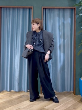 「アイテム（ピーコート）」を使った、67remiさん（レディース・160cm）の秋コーディネート