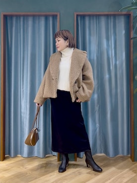 「アイテム（ピーコート）」を使った、67remiさん（レディース・160cm）の秋コーディネート