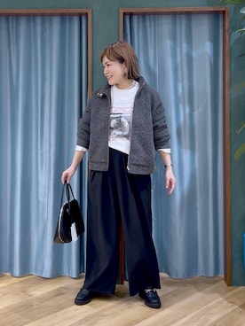 「アイテム（ブルゾン、グレー系）」を使った、67remiさん（レディース・160cm）の秋コーディネート