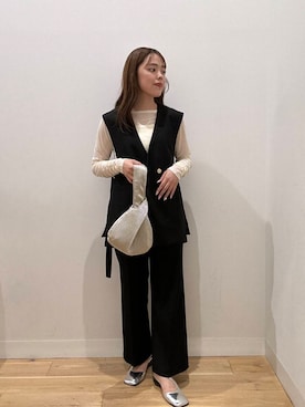 「SENSE OF PLACE by URBAN RESEARCH（センスオブプレイスバイアーバンリサーチ）の『一部WEB限定カラー』『サイズ展開あり』ダブルストラップカップツキキャミソール（キャミソール、ホワイト系）」を使った、ユナさん（レディース・160cm）の夏コーディネート