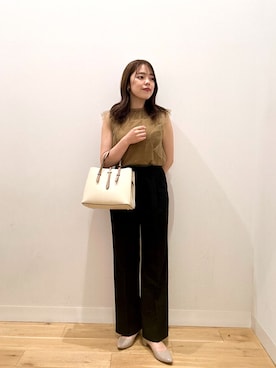 「HEYUMM（ヘユム）のチュールドッキングノースリーブトップ（その他トップス、ブラウン系）」を使った、ユナさん（レディース・160cm）の夏コーディネート