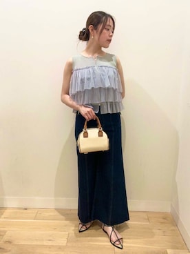 「RODE SKO（ロデスコ）のラウンドミニボストンバッグ（ボストンバッグ）」を使った、ユナさん（レディース・160cm）の春コーディネート