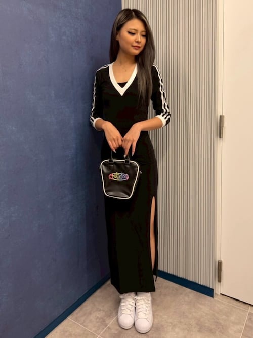 【新品】アディダスadidasクラシックスリーストライプマキシワンピースXL adidas ワンピース アディカラー クラシックス スリーストライプ
