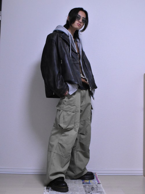 masonprince 3カラーコットンワイドカーゴパンツ ダークグレー S セール】3カラーコットンワイドカーゴパンツ XXK4140【MASONPRINCE