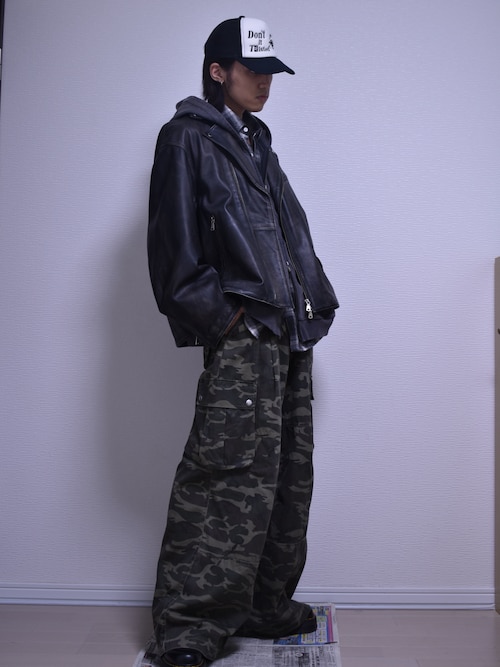 新品MASONPRINCE ワイドシルエット カモフラ ミリタリー カーゴパンツ セール】ワイドシルエット カモフラ ミリタリー カーゴパンツ
