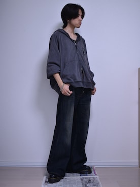 「CLEL（クレイル）の【CLEL】Vintage Design Pantalon Denim Pants/ヴィンテージデザイン パンタロンデニムパンツ（デニムパンツ）」を使った、KACCHAN   さん（メンズ・178cm・20代）の夏コーディネート