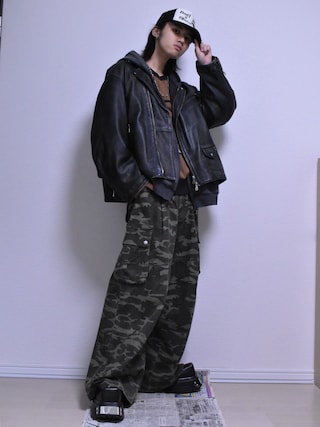 カモフラ ミリタリー カーゴパンツ XXK4206 MASONPRINCE セール】ワイドシルエット カモフラ ミリタリー カーゴパンツ XXK4206