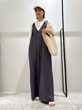 「キャップ女子」｜「アイテム（サロペット/オーバーオール）」を使った、yukariさん（レディース・159cm）の春コーディネート
