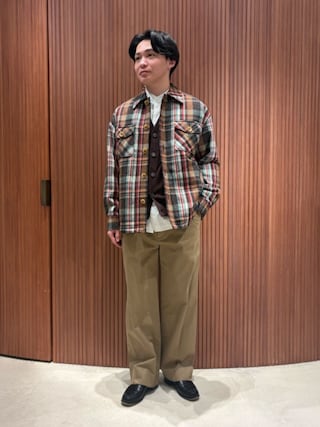 CABaN コットンブロード ピンストライプバンドカラーシャツ