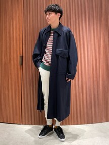 CABaN メルトンジャージー ビッグポケットステンカラーコート　ネイビー 1703058182_215.jpg