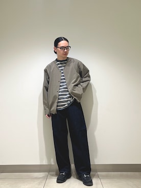 「アイテム（ノーカラージャケット）」を使った、EIKICHIさん（メンズ・170cm）の春コーディネート