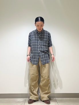 「FORK&SPOON（フォークアンドスプーン）のFORK&SPOON　コットンレーヨンチェックシャツ（シャツ/ブラウス、ホワイト系）」を使った、EIKICHIさん（メンズ・170cm）の夏コーディネート
