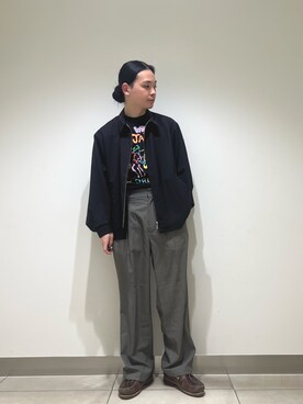 「URBAN RESEARCH（アーバンリサーチ）のWASHABLE WOOL SPORTS JACKET（ブルゾン、ブラック系）」を使った、EIKICHIさん（メンズ・170cm）の春コーディネート
