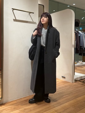 「アイテム（チェスターコート）」を使った、RIRI_WHIMさん（レディース・158cm）の冬コーディネート